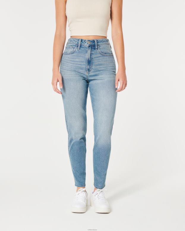 Bottoms Hollister Women Curvy Ultra High-Rise Medium Wash Mom Jeans 48820484 Medium Wash