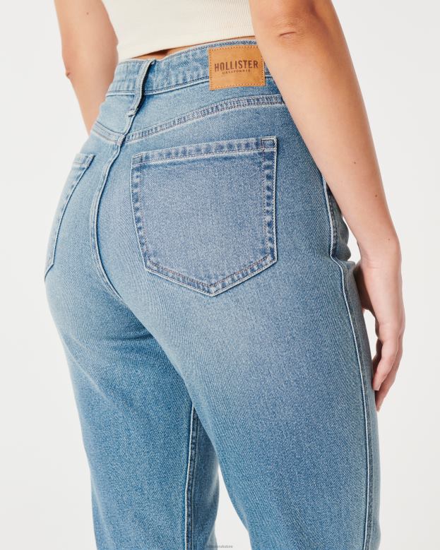 Bottoms Hollister Women Curvy Ultra High-Rise Medium Wash Mom Jeans 48820484 Medium Wash