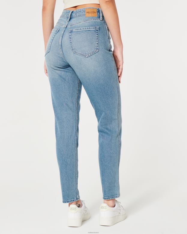 Bottoms Hollister Women Curvy Ultra High-Rise Medium Wash Mom Jeans 48820484 Medium Wash