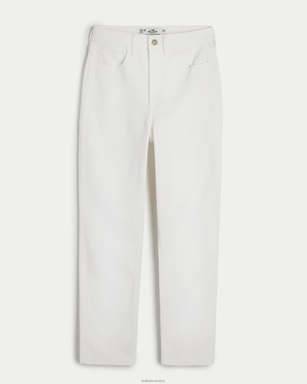 Bottoms Hollister Women Curvy Ultra High-Rise White Mom Jeans 48820578 Cream