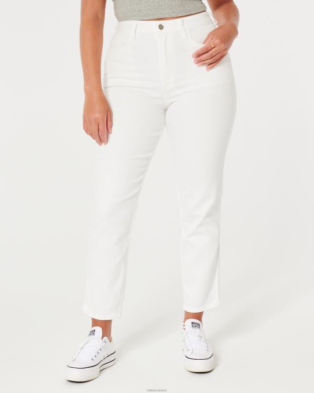 Bottoms Hollister Women Curvy Ultra High-Rise White Mom Jeans 48820578 Cream