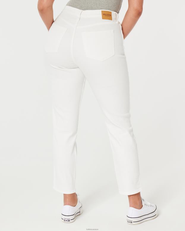 Bottoms Hollister Women Curvy Ultra High-Rise White Mom Jeans 48820578 Cream