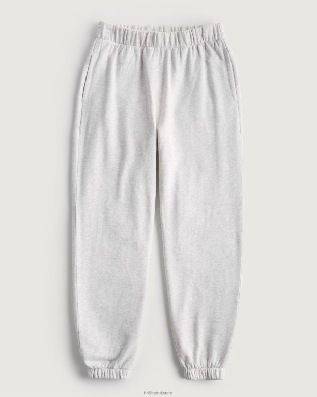 Bottoms Hollister Women Feel Good Adjustable Rise Fleece Dad Joggers 48820497 Light Grey