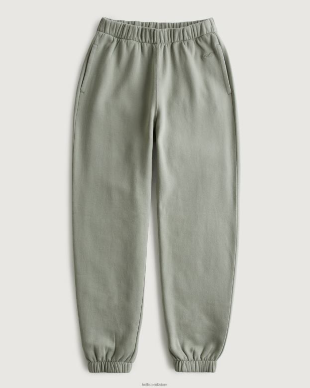 Bottoms Hollister Women Feel Good Adjustable Rise Fleece Dad Joggers 48820614 Light Green