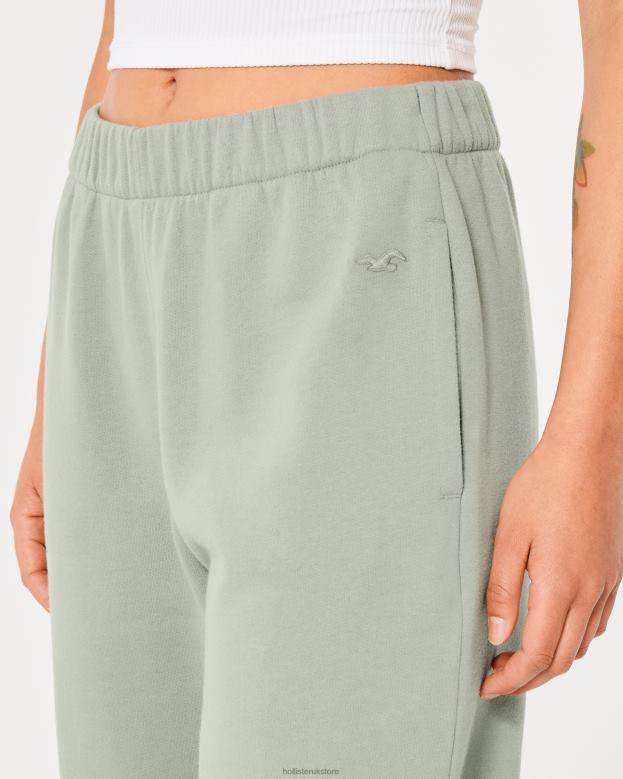 Bottoms Hollister Women Feel Good Adjustable Rise Fleece Dad Joggers 48820614 Light Green