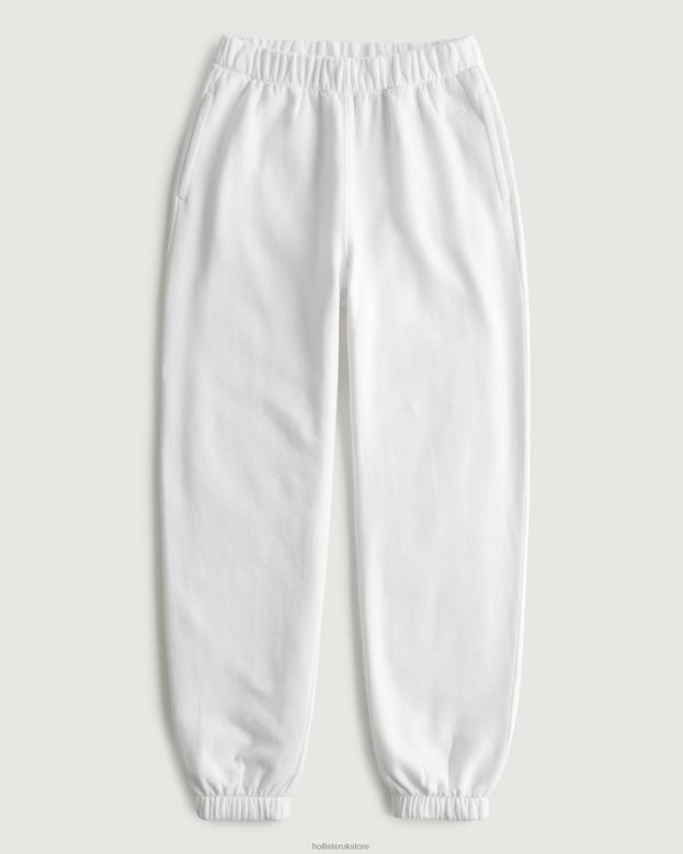 Bottoms Hollister Women Feel Good Adjustable Rise Fleece Dad Joggers 48820661 White