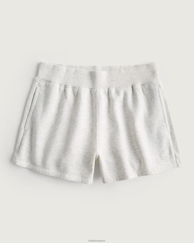 Bottoms Hollister Women Feel Good Ultra High-Rise Fleece Dad Shorts 48820495 Light Heather Grey