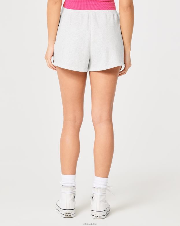 Bottoms Hollister Women Feel Good Ultra High-Rise Fleece Dad Shorts 48820495 Light Heather Grey
