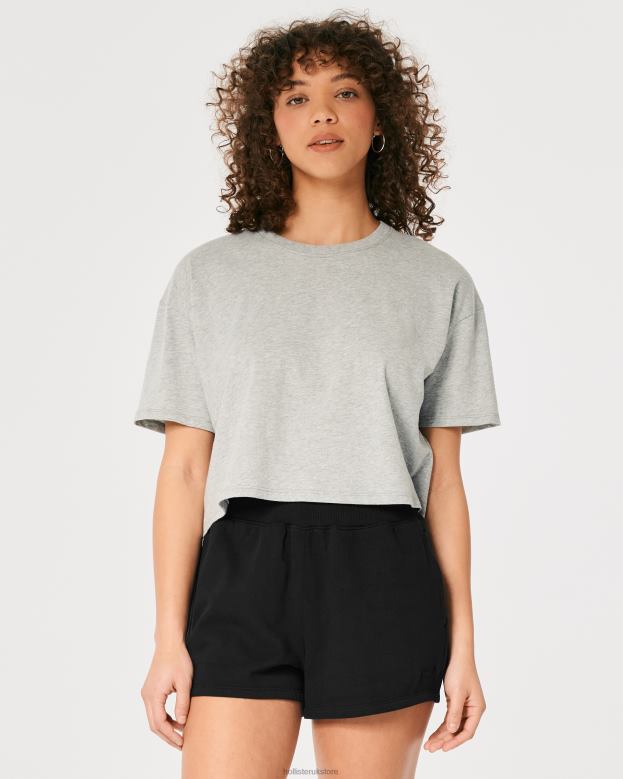 Bottoms Hollister Women Feel Good Ultra High-Rise Fleece Dad Shorts 48820541 Black