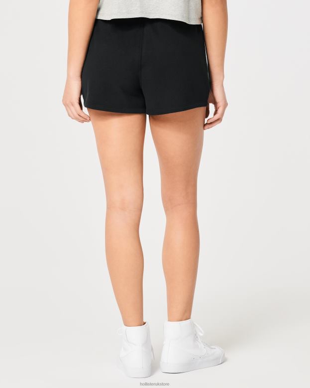 Bottoms Hollister Women Feel Good Ultra High-Rise Fleece Dad Shorts 48820541 Black