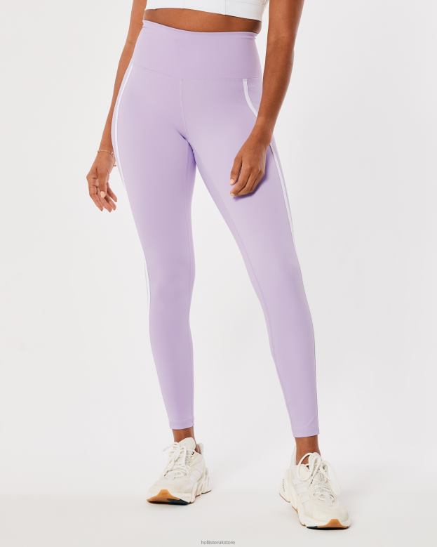 Bottoms Hollister Women Gilly Hicks Active Energize High-Rise 7/8 Leggings 48820774 Light Purple Stripe