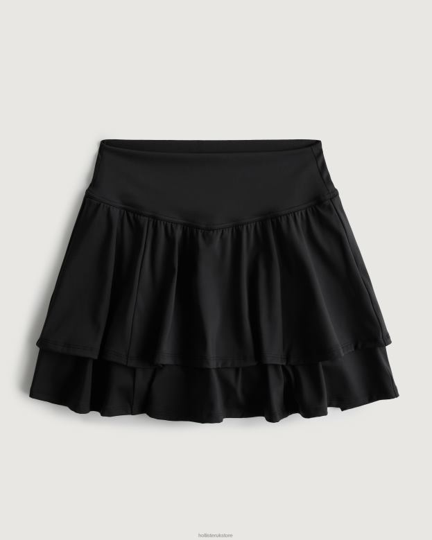 Bottoms Hollister Women Gilly Hicks Active Energize Ultra High-Rise Tiered Skortie 48820643 Black