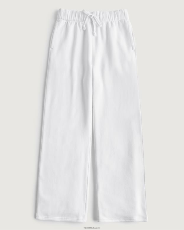 Bottoms Hollister Women Gilly Hicks Active Essentials Fleece Wide-Leg Sweatpants 48820669 White