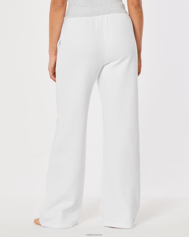Bottoms Hollister Women Gilly Hicks Active Essentials Fleece Wide-Leg Sweatpants 48820669 White