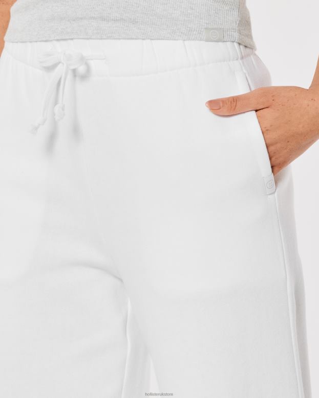 Bottoms Hollister Women Gilly Hicks Active Essentials Fleece Wide-Leg Sweatpants 48820669 White