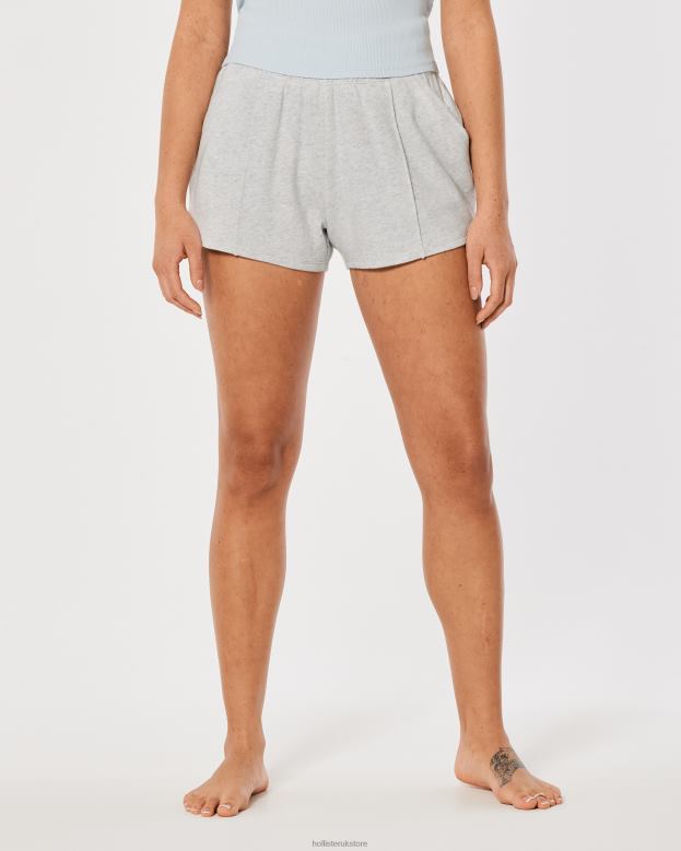 Bottoms Hollister Women Gilly Hicks Active Essentials Ultra High-Rise Fleece Shorts 48820698 Light Heather Grey