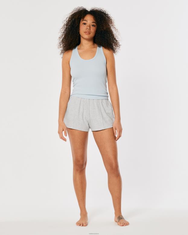 Bottoms Hollister Women Gilly Hicks Active Essentials Ultra High-Rise Fleece Shorts 48820698 Light Heather Grey