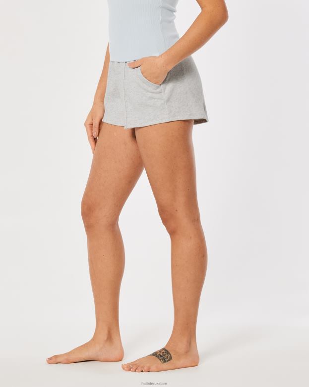 Bottoms Hollister Women Gilly Hicks Active Essentials Ultra High-Rise Fleece Shorts 48820698 Light Heather Grey