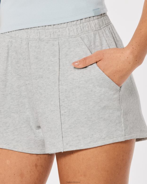 Bottoms Hollister Women Gilly Hicks Active Essentials Ultra High-Rise Fleece Shorts 48820698 Light Heather Grey