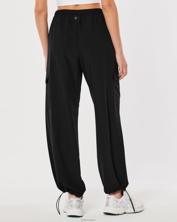 Bottoms Hollister Women Gilly Hicks Active Mid-Rise Parachute Pants 48820645 Black