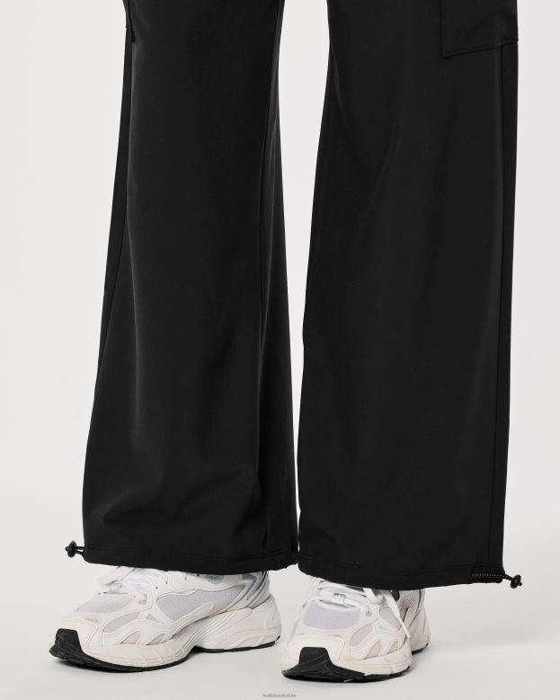 Bottoms Hollister Women Gilly Hicks Active Mid-Rise Parachute Pants 48820645 Black