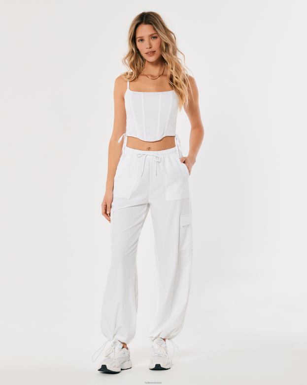 Bottoms Hollister Women Gilly Hicks Active Mid-Rise Parachute Pants 48820711 White