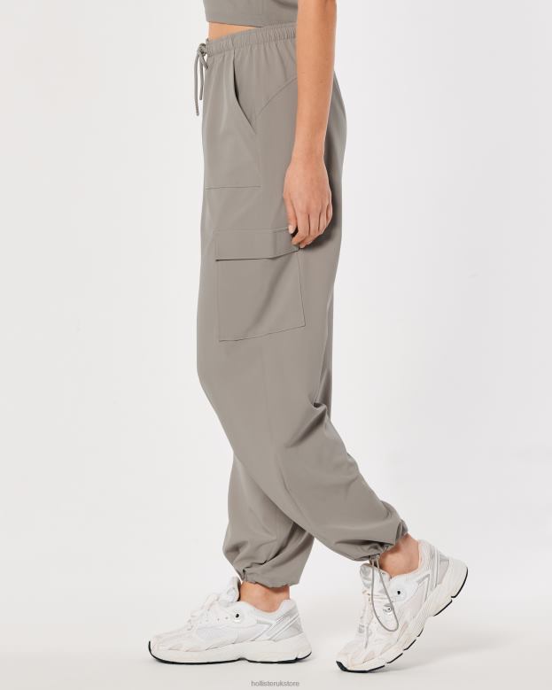 Bottoms Hollister Women Gilly Hicks Active Mid-Rise Parachute Pants 48820717 Dark Grey Flat