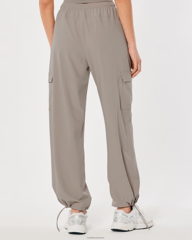 Bottoms Hollister Women Gilly Hicks Active Mid-Rise Parachute Pants 48820717 Dark Grey Flat
