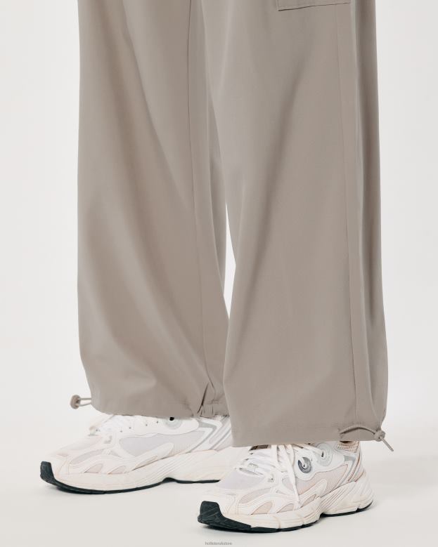 Bottoms Hollister Women Gilly Hicks Active Mid-Rise Parachute Pants 48820717 Dark Grey Flat