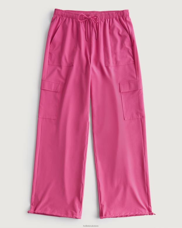 Bottoms Hollister Women Gilly Hicks Active Mid-Rise Parachute Pants 48820764 Dark Pink