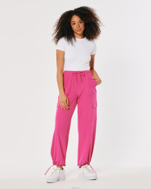 Bottoms Hollister Women Gilly Hicks Active Mid-Rise Parachute Pants 48820764 Dark Pink