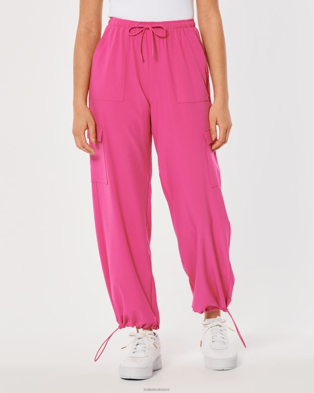 Bottoms Hollister Women Gilly Hicks Active Mid-Rise Parachute Pants 48820764 Dark Pink