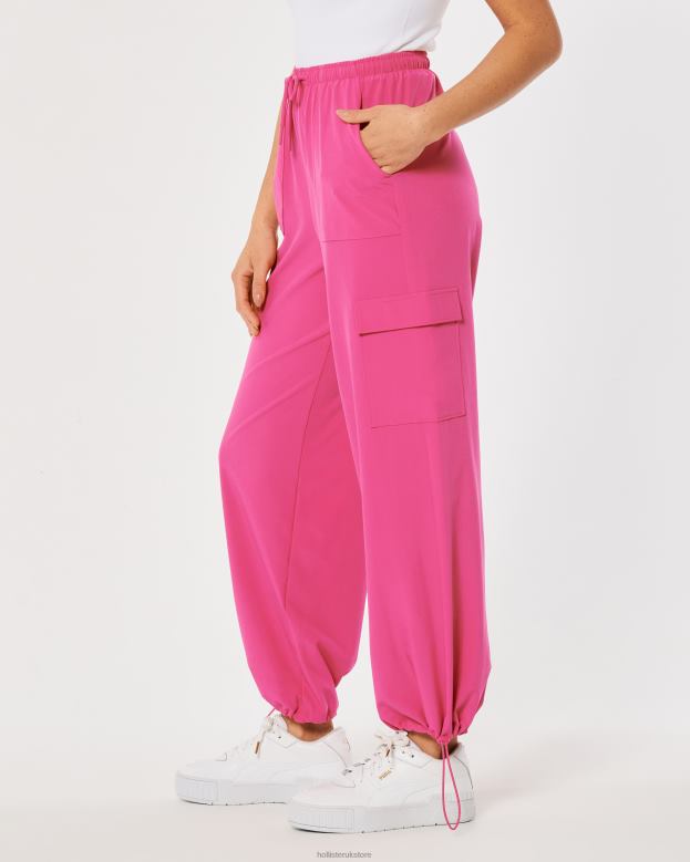 Bottoms Hollister Women Gilly Hicks Active Mid-Rise Parachute Pants 48820764 Dark Pink