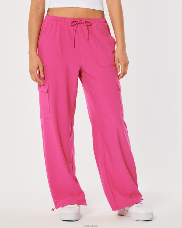Bottoms Hollister Women Gilly Hicks Active Mid-Rise Parachute Pants 48820764 Dark Pink