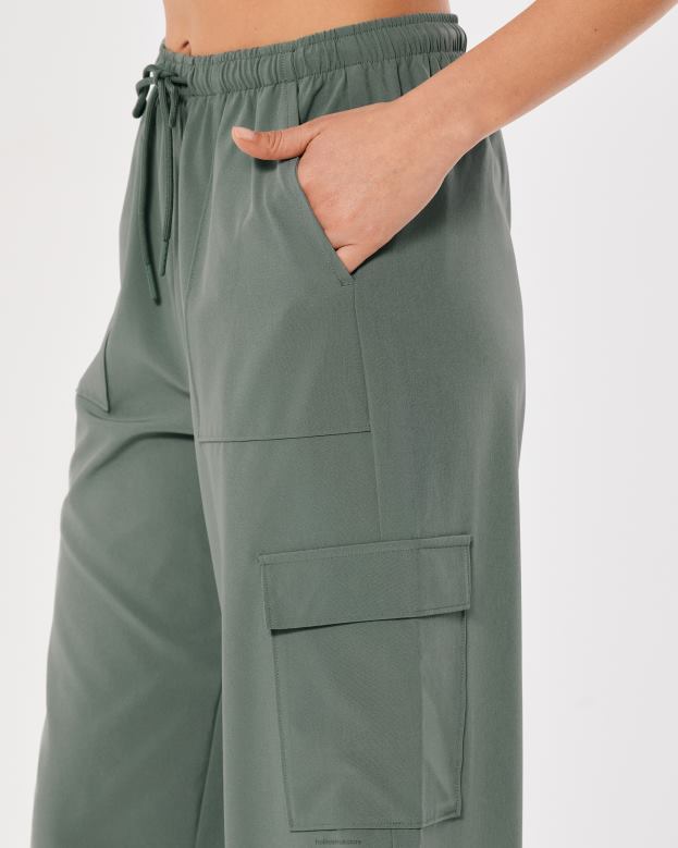 Bottoms Hollister Women Gilly Hicks Active Mid-Rise Parachute Pants 48820765 Dark Sage Green