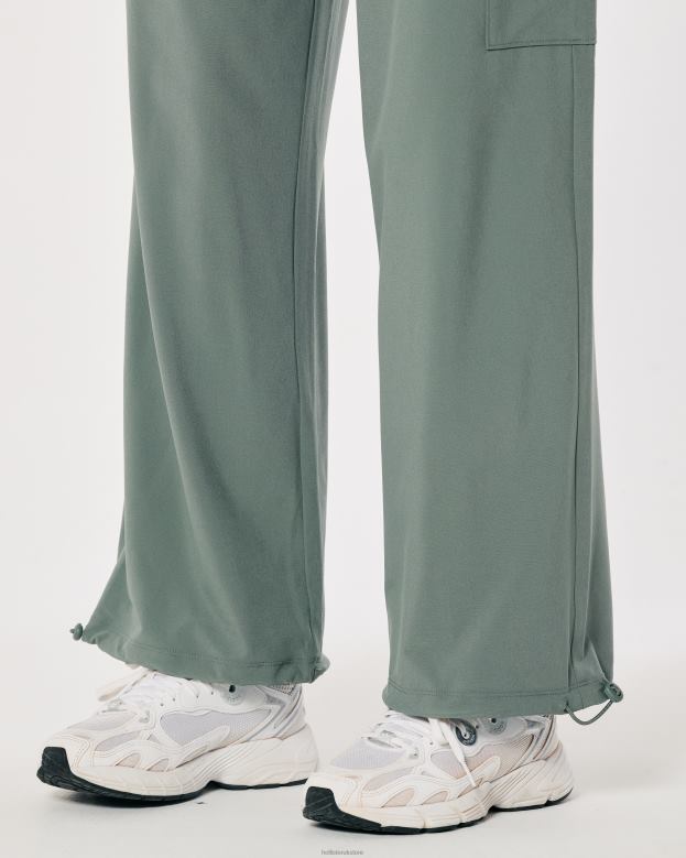 Bottoms Hollister Women Gilly Hicks Active Mid-Rise Parachute Pants 48820765 Dark Sage Green