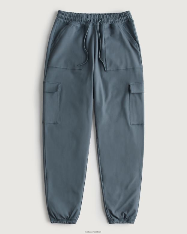 Bottoms Hollister Women Gilly Hicks Active Recharge High-Rise Cargo Joggers 48820657 Blue Grey