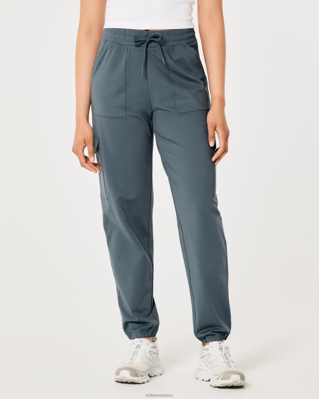 Bottoms Hollister Women Gilly Hicks Active Recharge High-Rise Cargo Joggers 48820657 Blue Grey