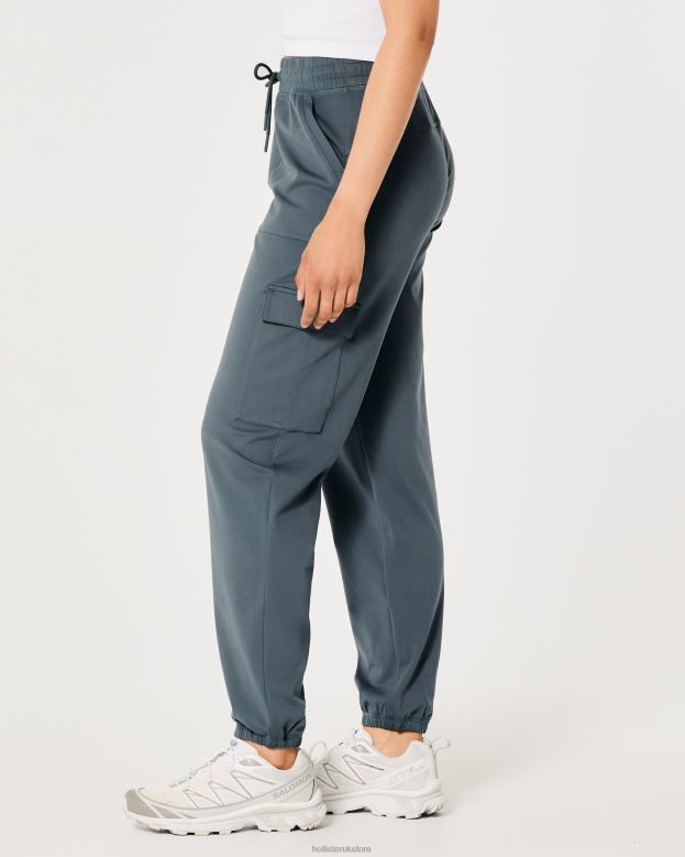 Bottoms Hollister Women Gilly Hicks Active Recharge High-Rise Cargo Joggers 48820657 Blue Grey