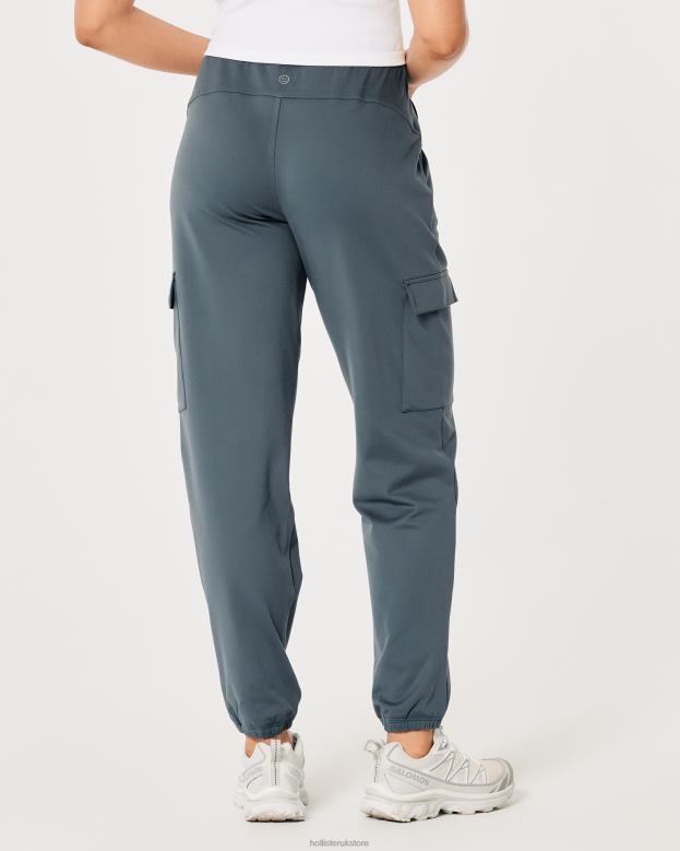 Bottoms Hollister Women Gilly Hicks Active Recharge High-Rise Cargo Joggers 48820657 Blue Grey