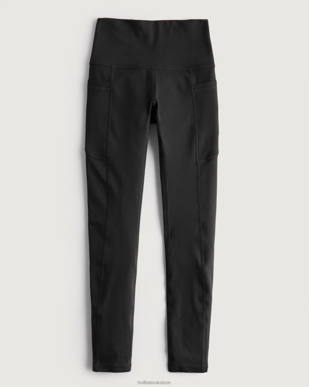 Bottoms Hollister Women Gilly Hicks Active Recharge High-Rise Pocket 7/8 Leggings 48820634 Black
