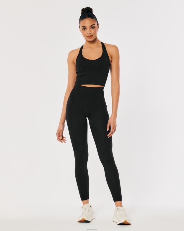 Bottoms Hollister Women Gilly Hicks Active Recharge High-Rise Pocket 7/8 Leggings 48820634 Black