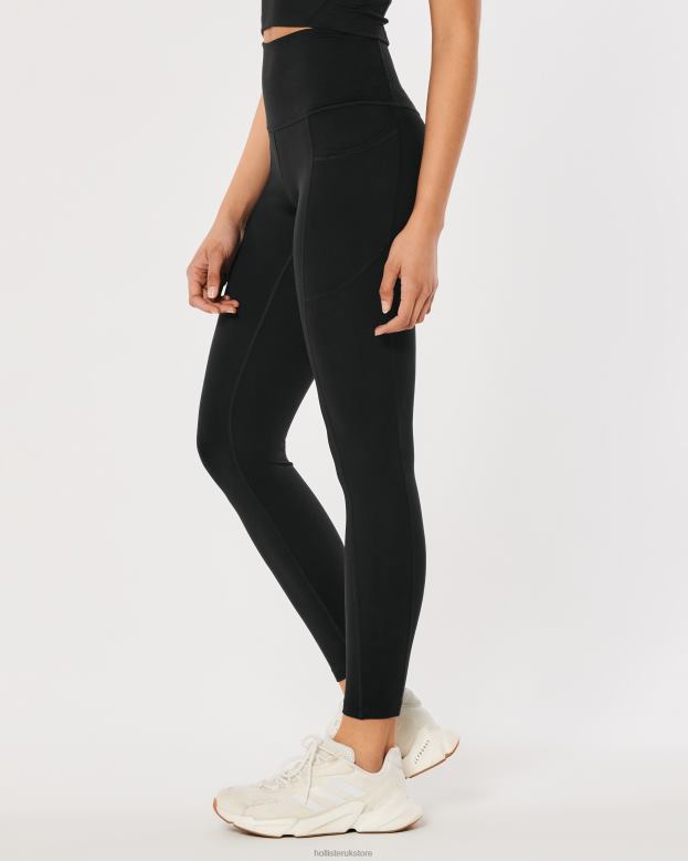 Bottoms Hollister Women Gilly Hicks Active Recharge High-Rise Pocket 7/8 Leggings 48820634 Black