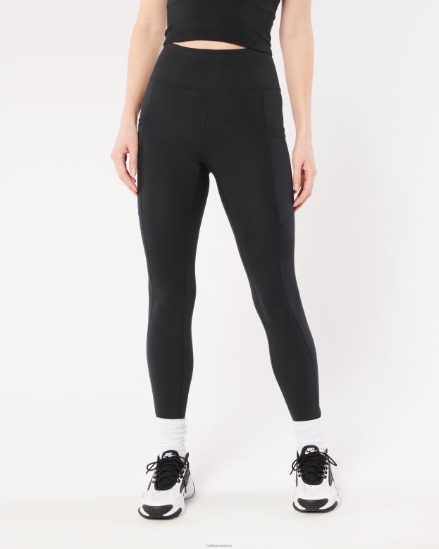 Bottoms Hollister Women Gilly Hicks Active Recharge High-Rise Pocket 7/8 Leggings 48820725 Black