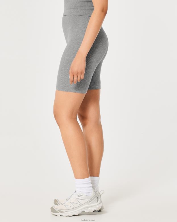 Bottoms Hollister Women Gilly Hicks Active Ribbed Seamless Bike Shorts 48820689 Light Heather Grey