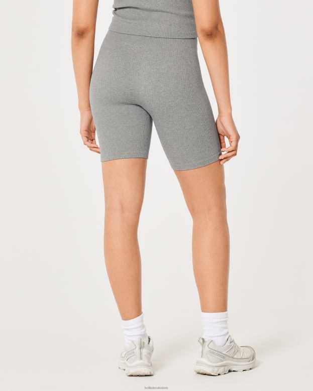Bottoms Hollister Women Gilly Hicks Active Ribbed Seamless Bike Shorts 48820689 Light Heather Grey