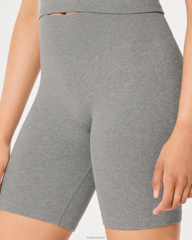 Bottoms Hollister Women Gilly Hicks Active Ribbed Seamless Bike Shorts 48820689 Light Heather Grey