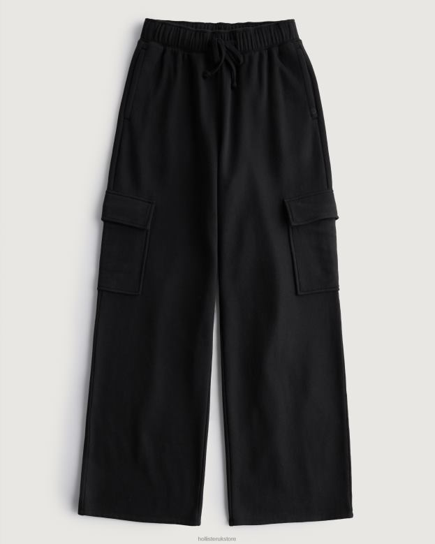 Bottoms Hollister Women Gilly Hicks Active Wide-Leg Cargo Sweatpants 48820619 Black