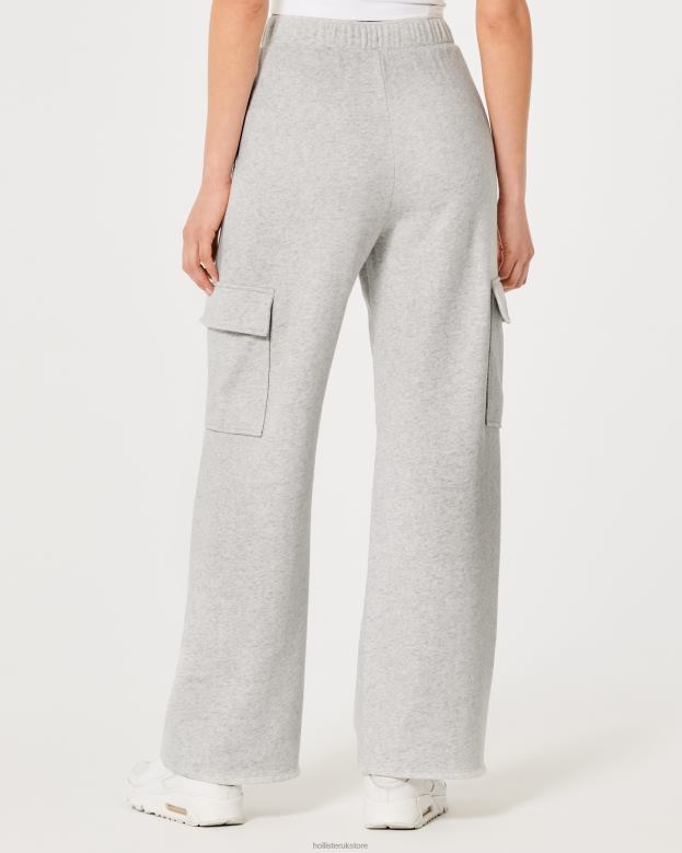 Bottoms Hollister Women Gilly Hicks Active Wide-Leg Cargo Sweatpants 48820655 Light Heather Grey