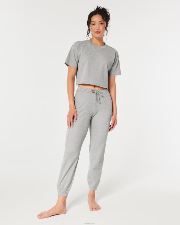 Bottoms Hollister Women Gilly Hicks Cozy Micro Waffle Joggers 48820782 Light Grey